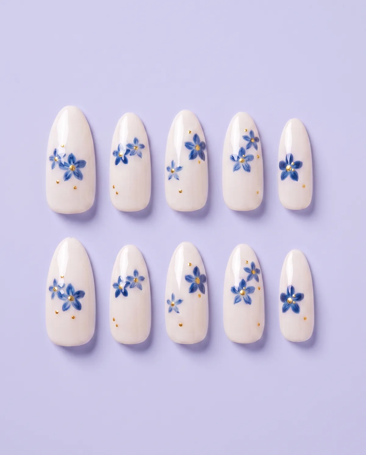 Porcelain Garden press-on nail set