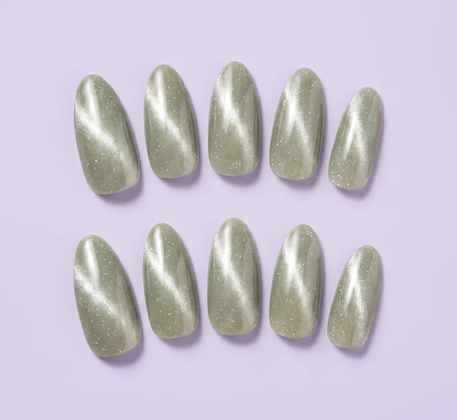 Sage Cat-Eye press-on nail set