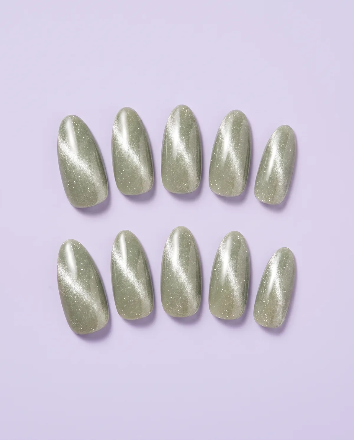 Sage Cat-Eye press-on nail set