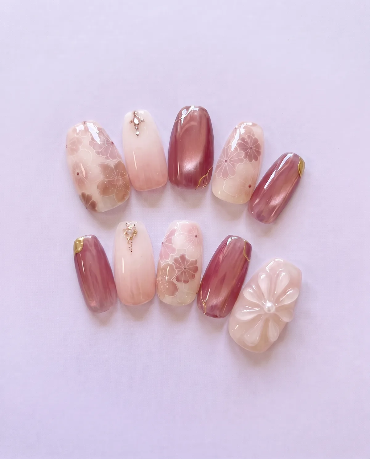 Sakura Silk press-on nail set